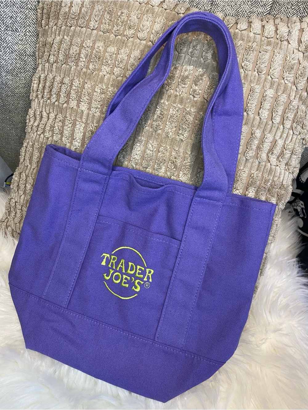 Mini Trader Joe’s Purple Canvas Tote Bag